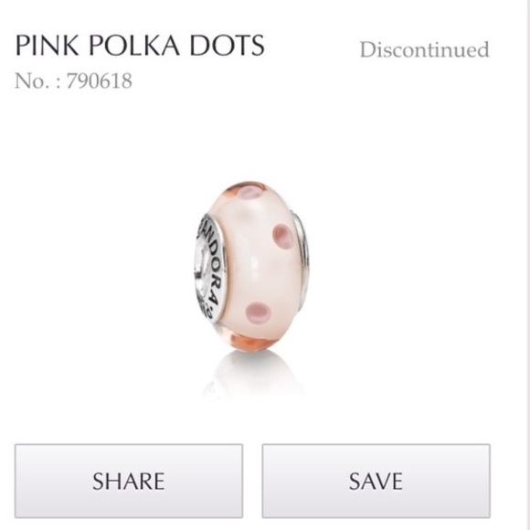 Pink polka dotted Pandora charm