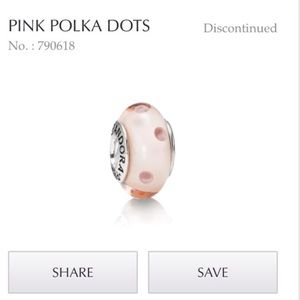 Pink polka dotted Pandora charm