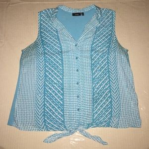 Tribal Blue Sleeveless Button-down