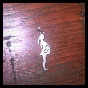 Sterling pregnancy charm, pregnant woman baby.