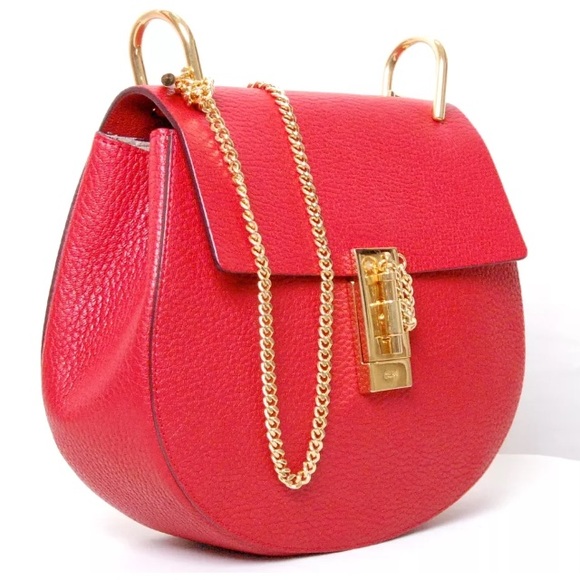 Chloe drew mini red grained nappa gold hardware - Picture 2 of 4