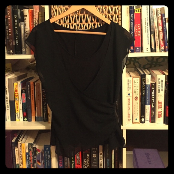 ⚡️FLASH SALE Black GAP Faux-Wrap Top