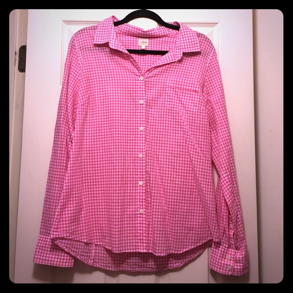 Jcrew factory pink and white gingham button down