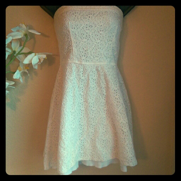 White Strapless Dress, Eyelet
