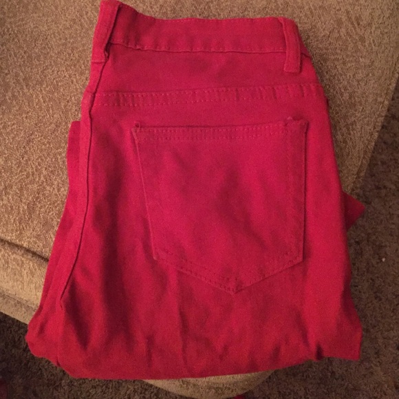 Red skinny jeans!