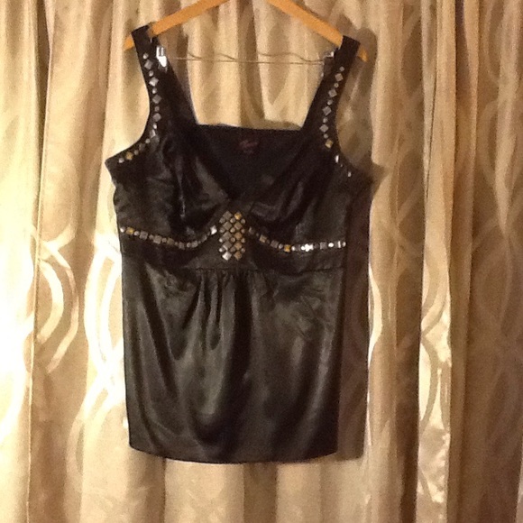 Torrid Black Satin Embellished Top