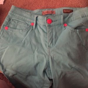 Teal blue skinny crop/ capri pants