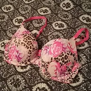 Pink Victoria secret floral Leppard print bra