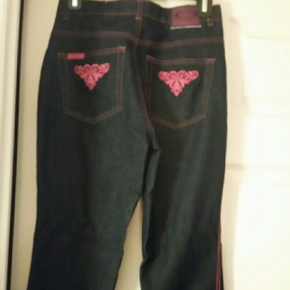 Capris dark jean with pink - Picture 3 of 3
