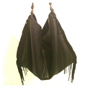 Rebecca Minkoff black fringe hobo