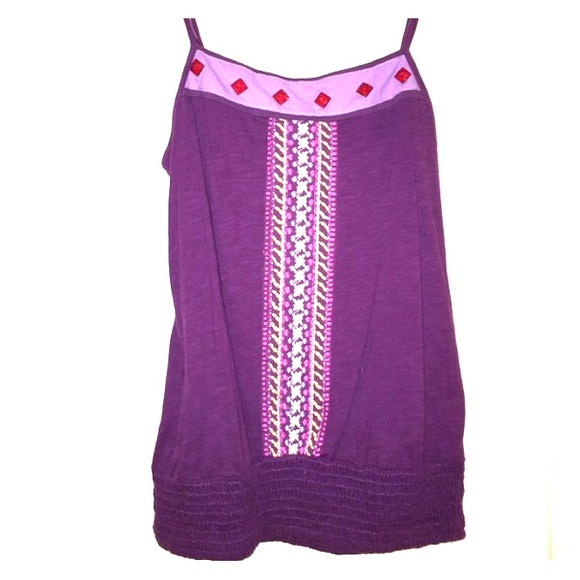 Purple Tank top with embroidery - Picture 1 of 4