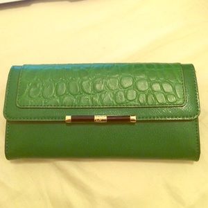 DVF kelly green leather wallet