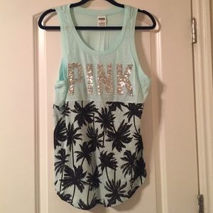 NWOT PINK tropical sequined tank