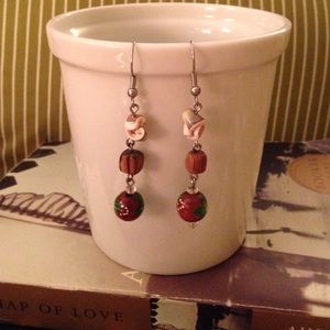 wooden shell dangle earrings