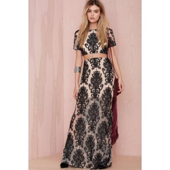 For Love & Lemons Two Piece Nude Lace Dress