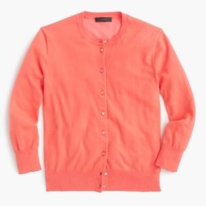 J Crew Cotton Jackie Cardigan Sweater Coral