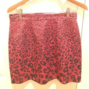 Leopard Print Mini Skirt in Red