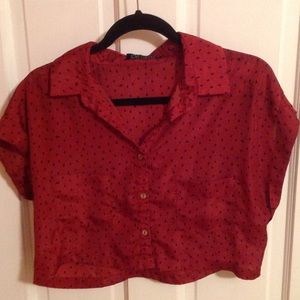 Dark Red and Black Crop Top