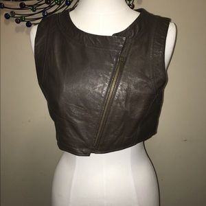 Leather Bebe Cropped Vest