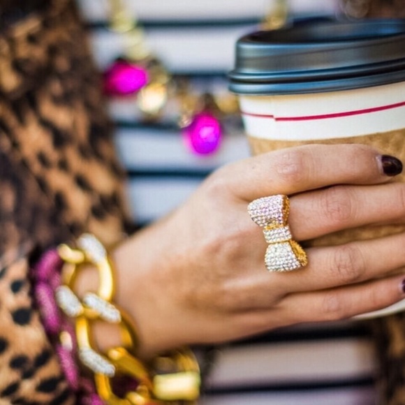 Champagne Pave Bow Ring