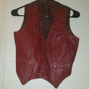 Vintage Red Leather Vest