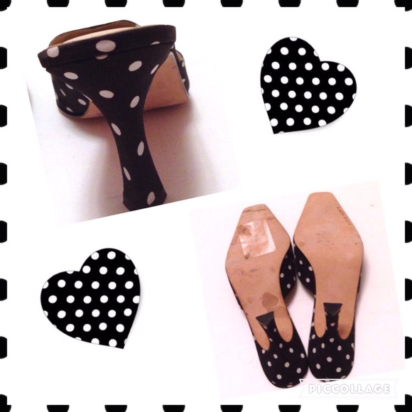 ‼️SOLD‼️KAREN SCOTT B & W Polka Dotted Mules 7.5 - Picture 3 of 4