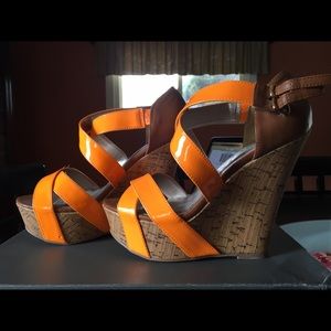 Orange summer wedges