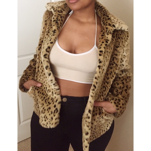 Vintage faux fur leopard print coat