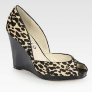 Michael Kors leopard print calf hair wedges