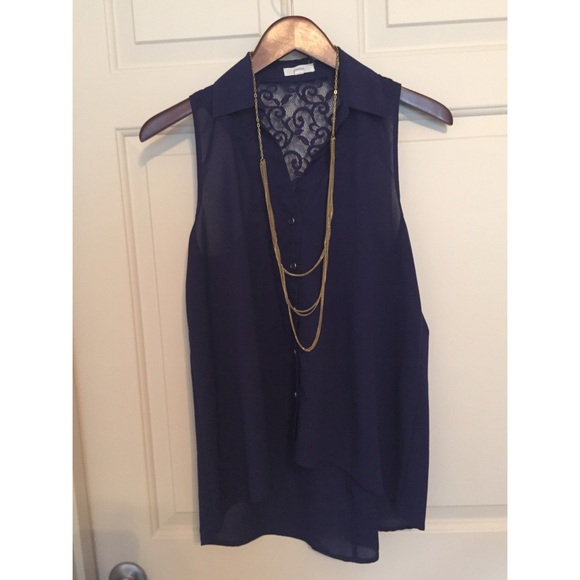 Navy blue lace racer back tank