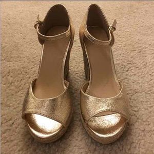 Wedges gold shoes