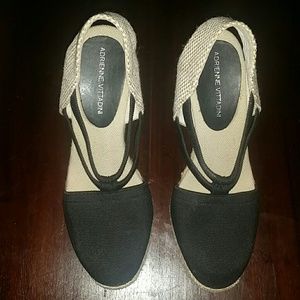 Adrienne Vittadini black strappy wedges