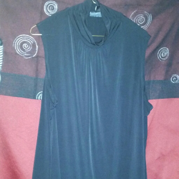 High neck sleeveless black blouse