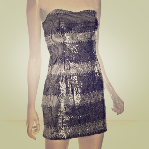 A.B.S. Gunmetal sequin dress, strapless!