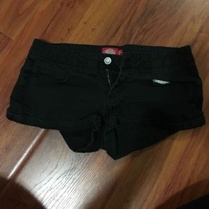 Black denim shorts