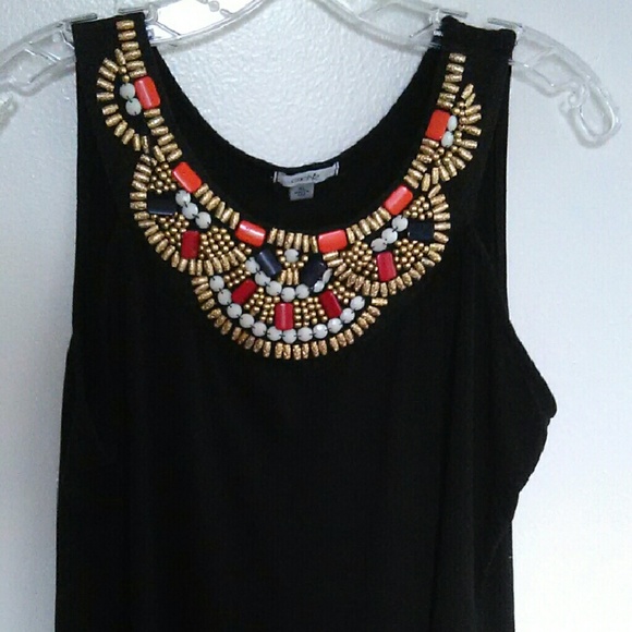 Cache Tops - Cache Embellished Beaded Dressy Sleeveless Blouse