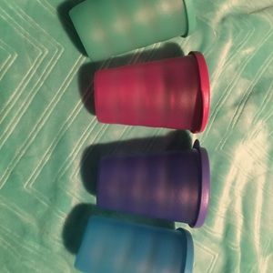 Tupperware tumblers w/ silicone straw hole