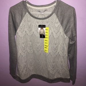 Grey and white lace pullover brand new.