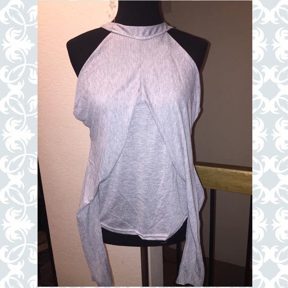 Lightweight Bare Shoulder Long Sleeve Crewneck Top - Picture 3 of 4