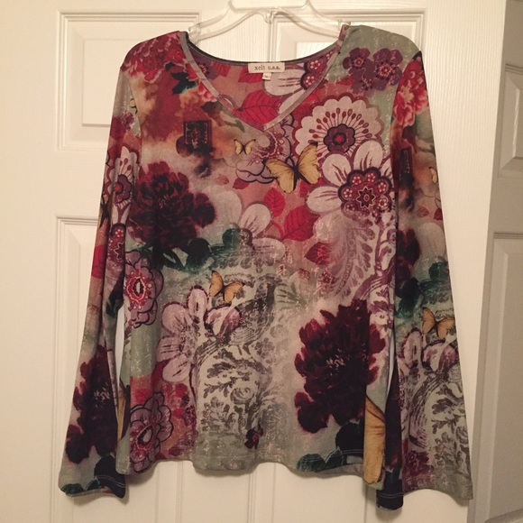 Print long sleeve top