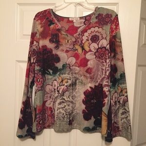 Print long sleeve top