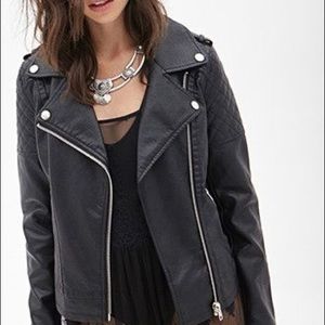 Faux Leather Biker Jacket / Black / F21 / Size S