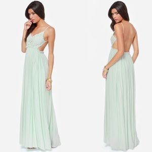 HP💕 Insta Chic Mint Backless Crochet Maxi Dress