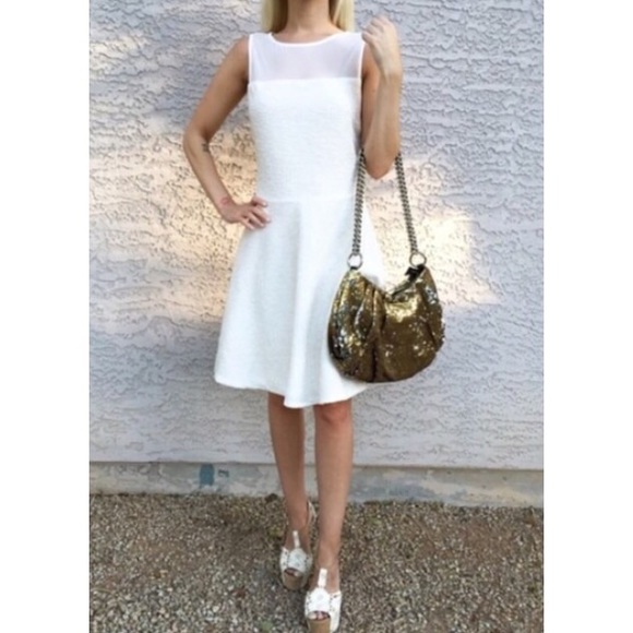 White illusion gold Fit & Flare Dress - Picture 3 of 3