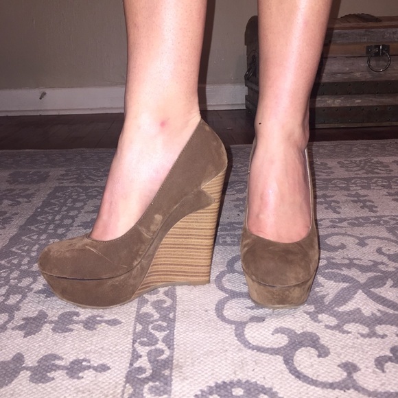 Brown suede wedges