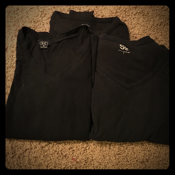 Bundle! 3 fitted black long sleeve V-necks