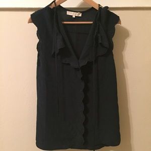 Vanessa Bruno Scalloped Edge Sleeveless Silk Top