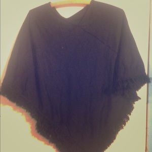 Black Fringe Poncho