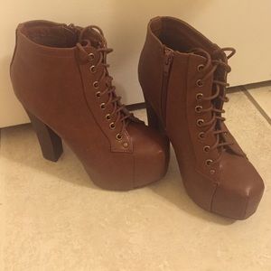 Brown bootie heel