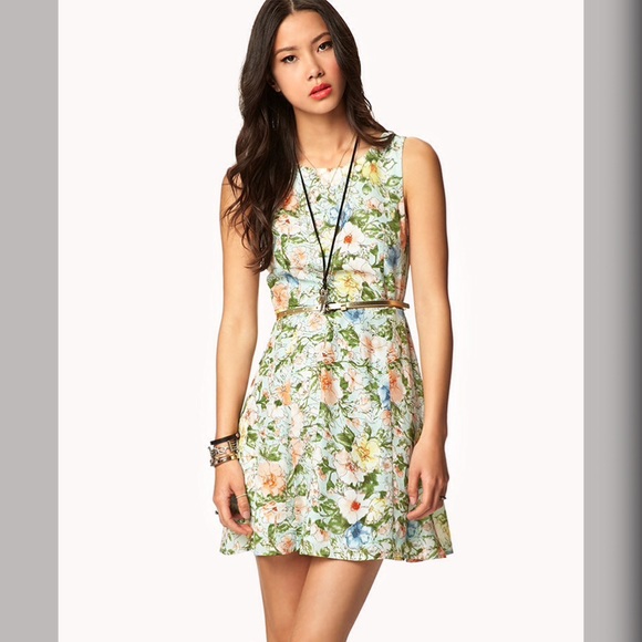 Elegant Mint Floral Print Dress